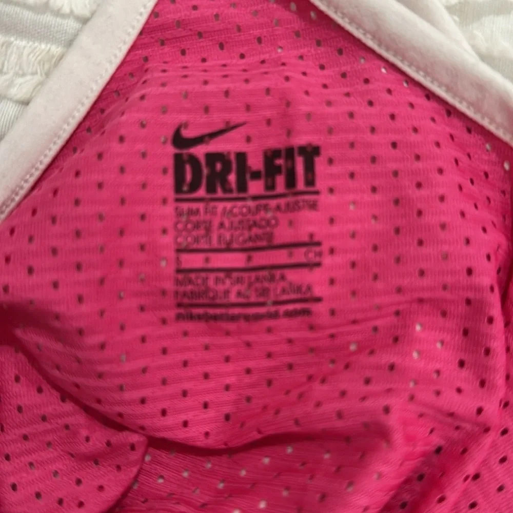Nike Pink and White Striped Tank Top